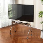 Movable Floor - standing TV Stand. Made of stainless steel, with wheels. A universal wall - mount bracket suitable for TVs ranging from 43 to 75 inches, applicable to living rooms and bedrooms.